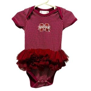 Two Feet Ahead Mississippi State Tutu One Piece Sz 12 M‎ 100% Cotton Polka Dot